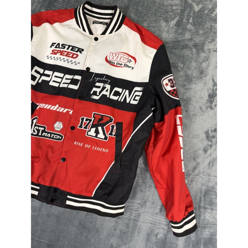 Manfinity Speed Racing Jacket Red Black White Graphics Size S - Picture 2 of 11